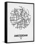 Amsterdam Street Map White-NaxArt-Framed Stretched Canvas