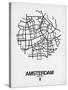 Amsterdam Street Map White-NaxArt-Stretched Canvas