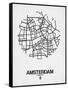 Amsterdam Street Map White-NaxArt-Framed Stretched Canvas