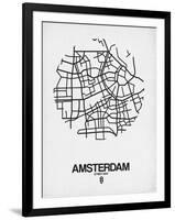 Amsterdam Street Map White-NaxArt-Framed Art Print