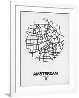 Amsterdam Street Map White-NaxArt-Framed Art Print