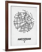 Amsterdam Street Map White-NaxArt-Framed Art Print