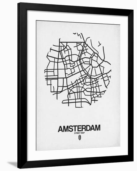 Amsterdam Street Map White-NaxArt-Framed Art Print