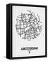 Amsterdam Street Map White-NaxArt-Framed Stretched Canvas