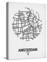 Amsterdam Street Map White-NaxArt-Stretched Canvas