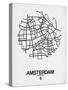 Amsterdam Street Map White-NaxArt-Stretched Canvas