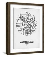 Amsterdam Street Map White-NaxArt-Framed Art Print