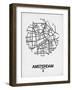 Amsterdam Street Map White-NaxArt-Framed Art Print