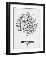 Amsterdam Street Map White-NaxArt-Framed Art Print