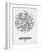 Amsterdam Street Map White-NaxArt-Framed Art Print