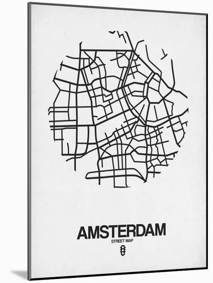 Amsterdam Street Map White-NaxArt-Mounted Art Print