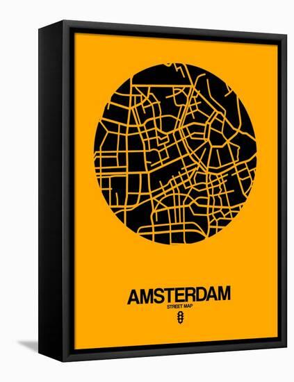 Amsterdam Street Map Yellow-NaxArt-Framed Stretched Canvas