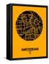 Amsterdam Street Map Yellow-NaxArt-Framed Stretched Canvas