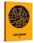 Amsterdam Street Map Yellow-NaxArt-Stretched Canvas