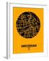 Amsterdam Street Map Yellow-NaxArt-Framed Art Print