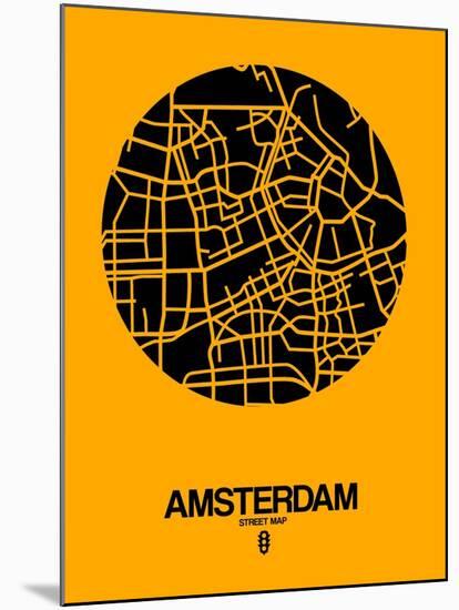 Amsterdam Street Map Yellow-NaxArt-Mounted Art Print