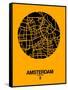 Amsterdam Street Map Yellow-NaxArt-Framed Stretched Canvas