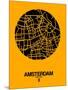 Amsterdam Street Map Yellow-NaxArt-Mounted Art Print