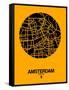 Amsterdam Street Map Yellow-NaxArt-Framed Stretched Canvas