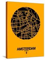 Amsterdam Street Map Yellow-NaxArt-Stretched Canvas