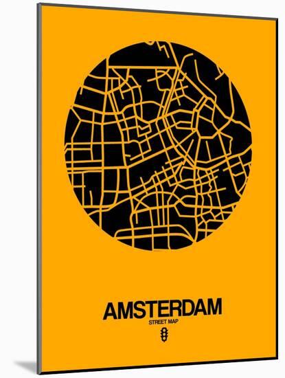 Amsterdam Street Map Yellow-NaxArt-Mounted Art Print