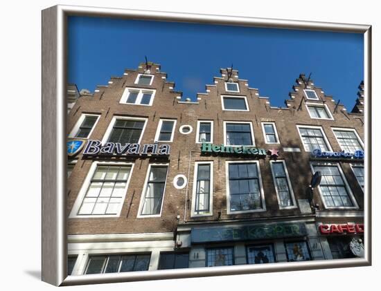 Amsterdam townhouses with beer ads-Jan Halaska-Framed Photographic Print