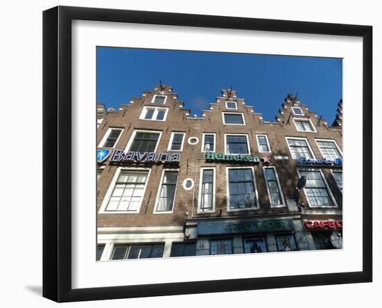 Amsterdam townhouses with beer ads-Jan Halaska-Framed Photographic Print