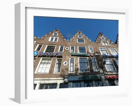 Amsterdam townhouses with beer ads-Jan Halaska-Framed Photographic Print