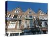 Amsterdam townhouses with beer ads-Jan Halaska-Stretched Canvas