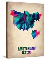 Amsterdam Watercolor Map-NaxArt-Stretched Canvas