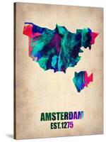 Amsterdam Watercolor Map-NaxArt-Stretched Canvas