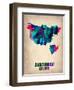 Amsterdam Watercolor Map-NaxArt-Framed Art Print