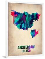 Amsterdam Watercolor Map-NaxArt-Framed Art Print
