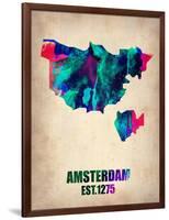 Amsterdam Watercolor Map-NaxArt-Framed Art Print