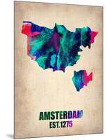 Amsterdam Watercolor Map-NaxArt-Mounted Art Print