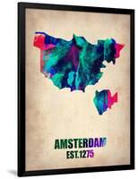 Amsterdam Watercolor Map-NaxArt-Framed Art Print