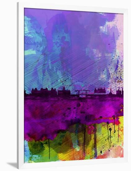 Amsterdam Watercolor Skyline-NaxArt-Framed Art Print
