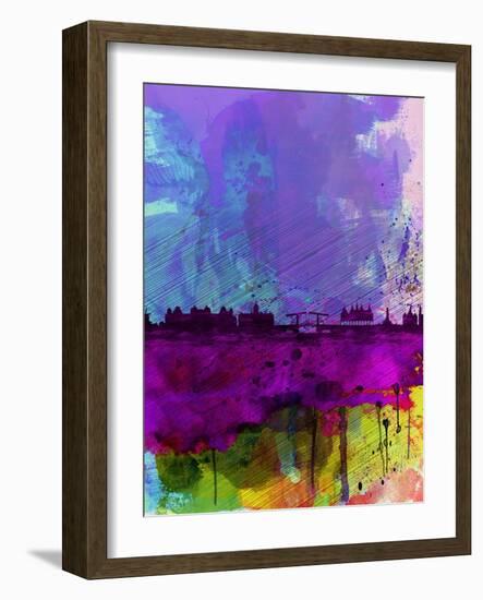 Amsterdam Watercolor Skyline-NaxArt-Framed Art Print