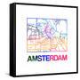 Amsterdam Watercolor Street Map-NaxArt-Framed Stretched Canvas