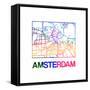 Amsterdam Watercolor Street Map-NaxArt-Framed Stretched Canvas