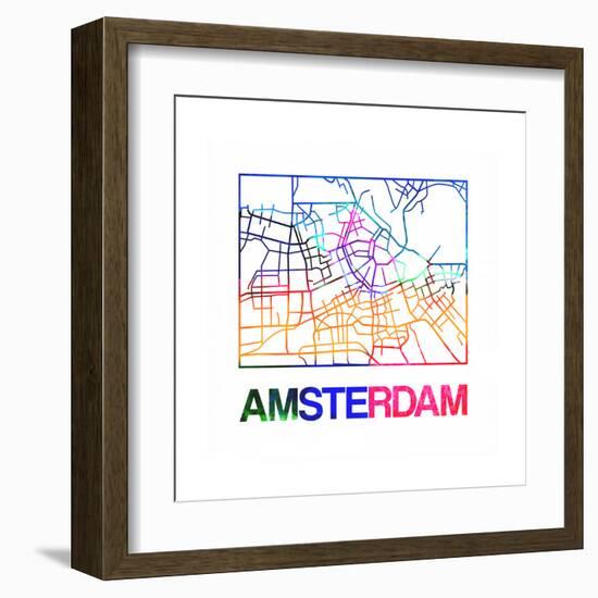 Amsterdam Watercolor Street Map-NaxArt-Framed Art Print