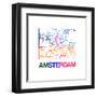 Amsterdam Watercolor Street Map-NaxArt-Framed Art Print