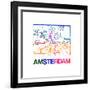 Amsterdam Watercolor Street Map-NaxArt-Framed Art Print