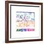 Amsterdam Watercolor Street Map-NaxArt-Framed Art Print