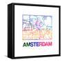 Amsterdam Watercolor Street Map-NaxArt-Framed Stretched Canvas