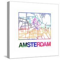 Amsterdam Watercolor Street Map-NaxArt-Stretched Canvas