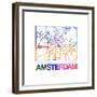 Amsterdam Watercolor Street Map-NaxArt-Framed Premium Giclee Print