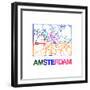 Amsterdam Watercolor Street Map-NaxArt-Framed Premium Giclee Print