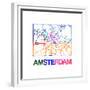 Amsterdam Watercolor Street Map-NaxArt-Framed Premium Giclee Print