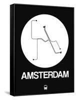 Amsterdam White Subway Map-NaxArt-Framed Stretched Canvas